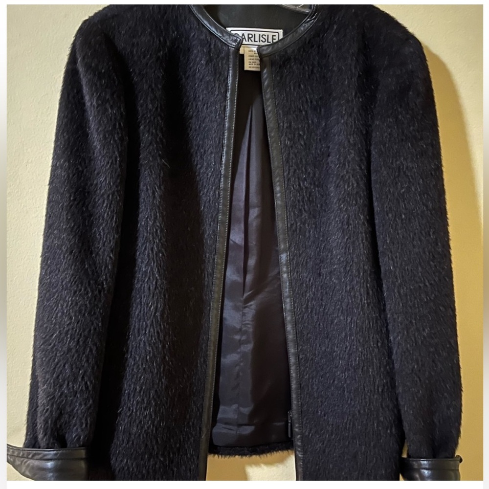 Carlisle Black Teddy Jacket with Leather Trim